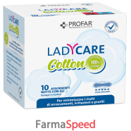 ladycare assorbenti cotton ipoallergenici notte con ali 10 pezzi profar